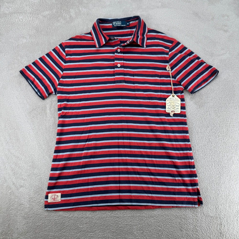 NWT Polo Ralph Lauren Mens Marine Outfitters Polo Shirt Medium Red Blue Striped